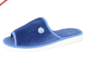 Frisco welur niebieskie kapcie damskie